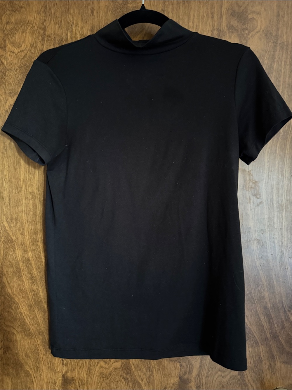 Classic Black Zengjo Short-Sleeve Mock Neck Top
